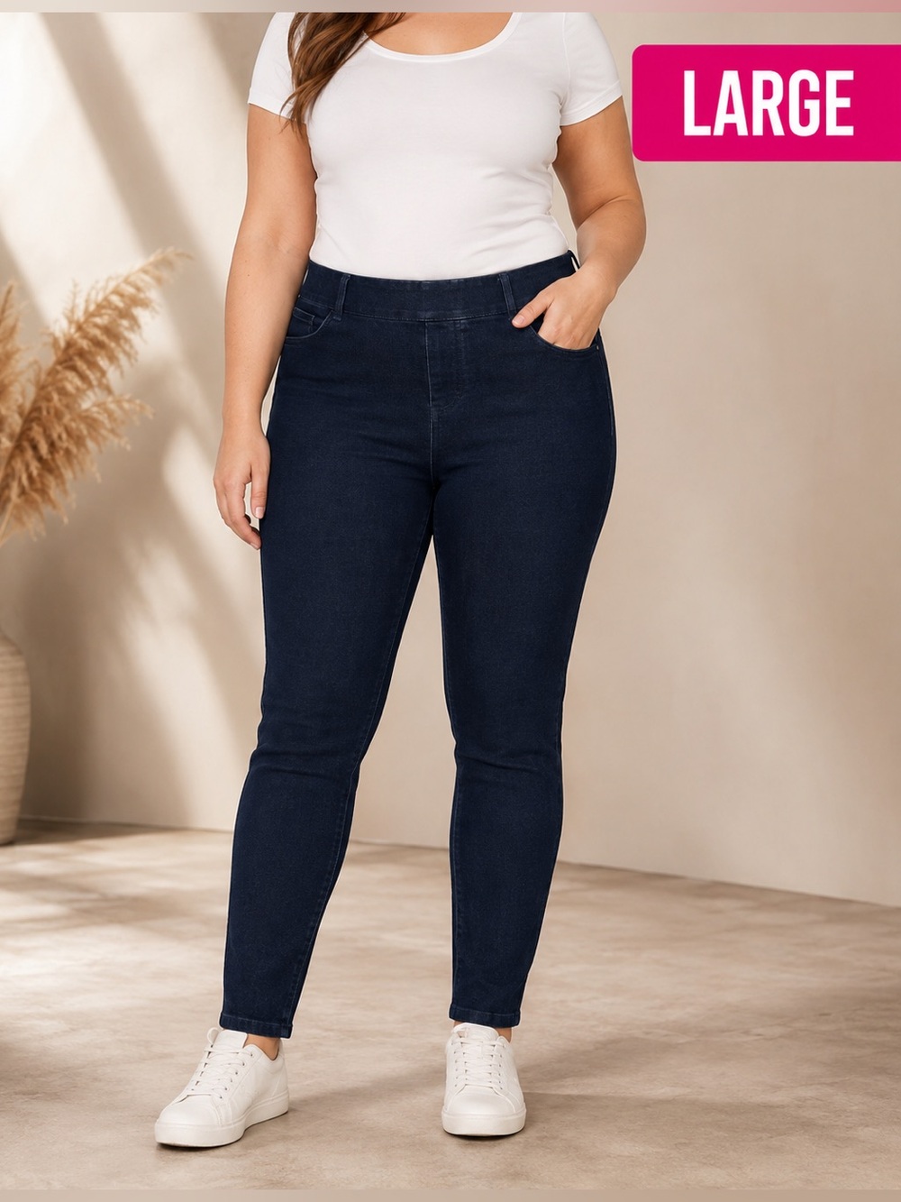 Dark Blue High-Rise Jeggings - Stretch Skinny Fit SIZE LARGE